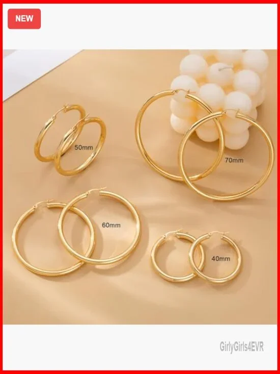 Sterling Silver Chunky Hoop Earrings, Hypoallergenic, 20-60mm Sizes - Picture 6 of 7